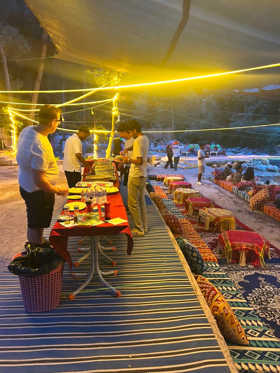 Berber dinner by the Ourika river at night